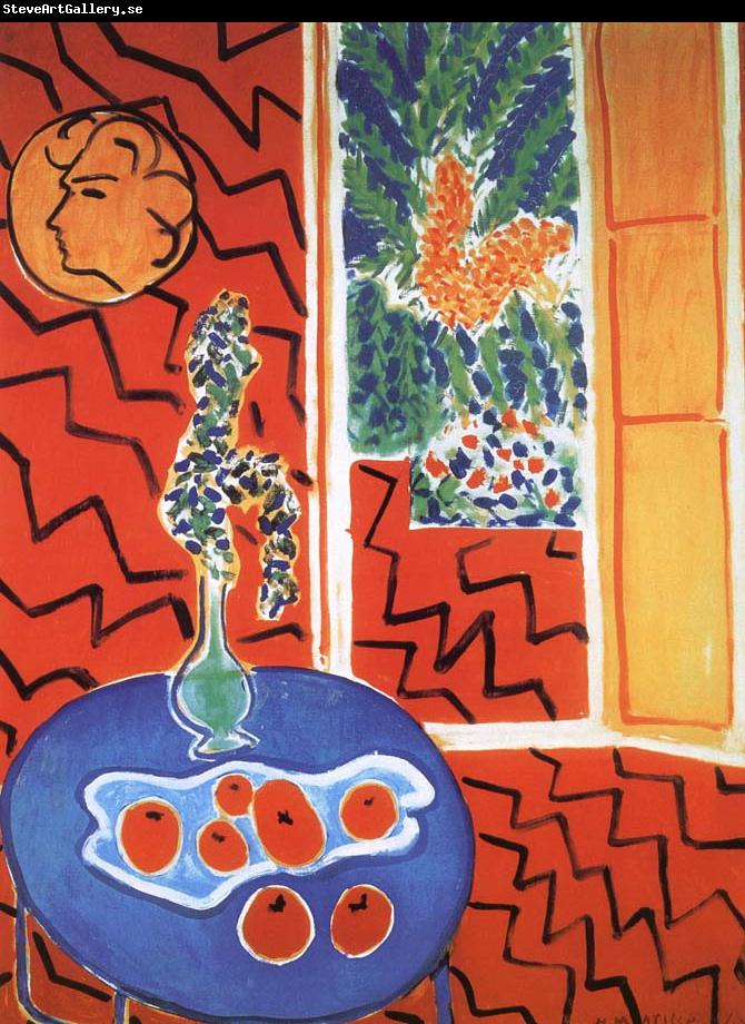 Henri Matisse Red background blue table